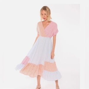 Vilagallo Pink and Blue Striped Dress